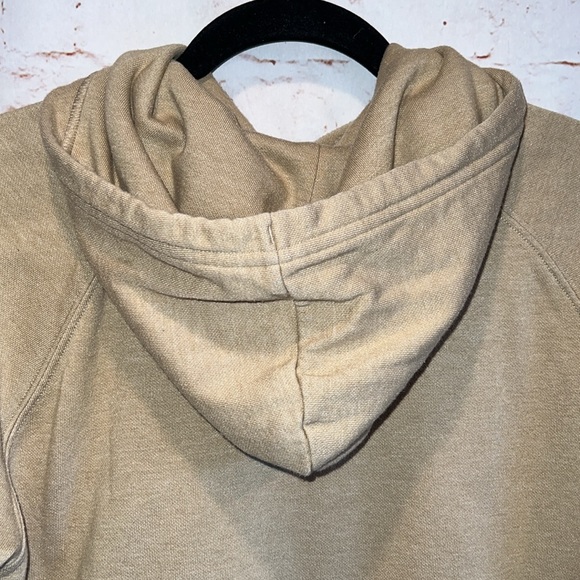 The North Face Sweater Womens Small Hoodie Pullover Tan White Logo Half Dome - Picture 5 of 8